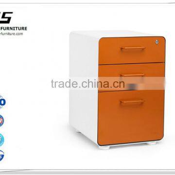 Three drawers colorful steel office moving pedestal