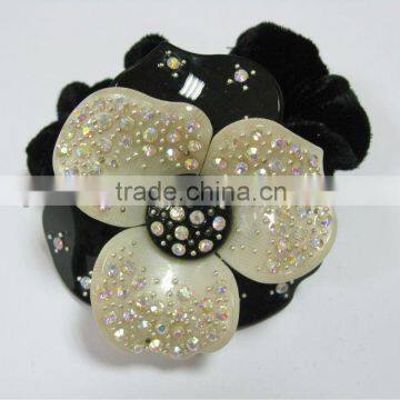 WHITE COLOR 2.5" Acrylic base with rhinestones Hair Accessory, Pony Tail Holder Hair Band, Acrylic Stone Scrunchy, 1pc