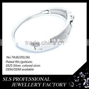 2015 May Latest Flower Style Wholesalers Jewelry 925 Sterling Silver White Gold Plating Bracelet Connected Ring -SLS photo-2