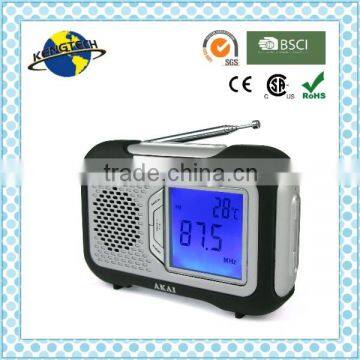 Portable PLL Alarm Clock Radio with Big LCD Display and Temperature