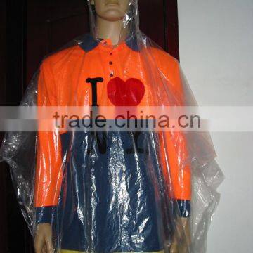 Single time adult plastic emergency poncho/PE Material and Raincoats Type Disposable Custom Printed