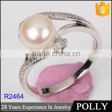 Guangzhou Factory Direct Sale Unique Fresh Water Pearl Silver Jewelry Ring