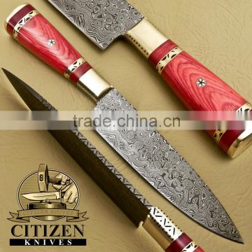 CITIZEN KNIVES, BEAUTIFUL CUSTOM HAND MADE DAMASCUS STEEL CHEF KNIFE