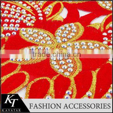 2015 wholesales brocade lace fabric wedding with sequin applique