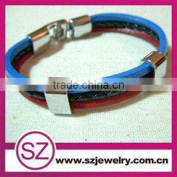 stainless steel leather bracelets with magnet clasp