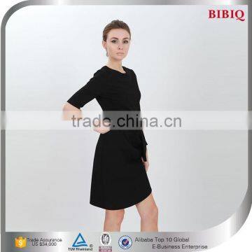 2015 New Women Black Half Sleeve Professional Career Dress with Sleeve