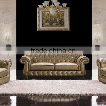 Classical Real Leather Chesterfield Sofa / victorian style leather sofa / leisure modern new america style sofa F23