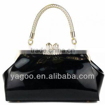 Vivid Patent Leather Tote Bag Shiny Frame Bag photo-6