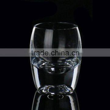 2015 Heavy bottom leadfree customized size popular model special unique design mini shot glass