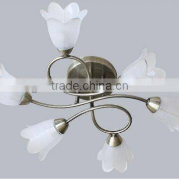 Popular clear glass modern white flower ceiling chandelier lighting fixture for the hall 8503-6