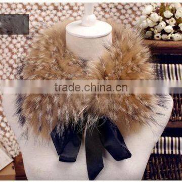 2016/2017 Creative New Design Natural Raccoon Fur Shawl with Tassel Real Animal Fur Collar/Scarf