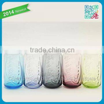 Colorful cola glass with embossed logo