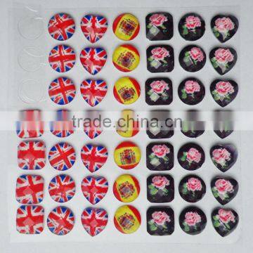 National Flag 12mm Acrylic Stone Sticker 49pcs/card for Scrapbooking or Jewerly Making