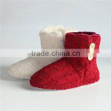 Ladies slipper boots with button