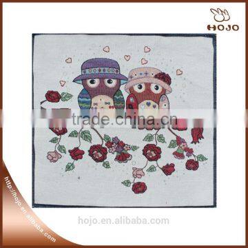 high quality jacquard fabric & cotton fabric material flower rose with couple owl cushion cover sectional sofa bolster