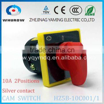 Cam switch HZ5B-10C001/1 silver contact 10A 1 pole 2 positions 0-1 start-stop electrical rotary switch