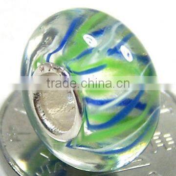 European style 925 sterling silver murano lampwork glass bead