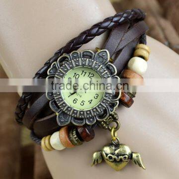 Wholesale New Style Retro Metal Fashion Leather Bracelet Water Quartz Hand Clock Women Wrist Watch ,antique Gold Filled Watch photo-4