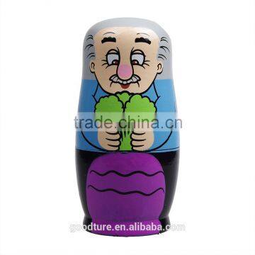 6PCS Wooden Russian Hand Painted Nesting Dolls Babushka Matryoshka Gift Ethnic Doll The Enormous Turnip Theme photo-3