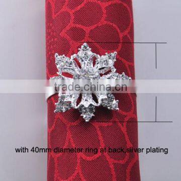 (M0354-ring) 100pcs/lot Elegant Wedding Flower Rhinestone Napkin Rings,Napkin Holders,36mm diameter ,40mm ring ,silver plating