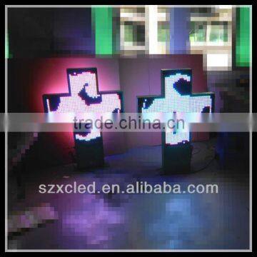 3D Outdoor RF wireless communication P16-80x80cm two sides LED pharmacy cross display