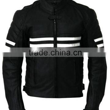 White Stripe Leather Jacket Motorcycle Jacket Racing JACKET Motorbike Jacket Men