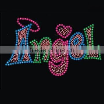 New arrival rhinestone angel design iron on pattern