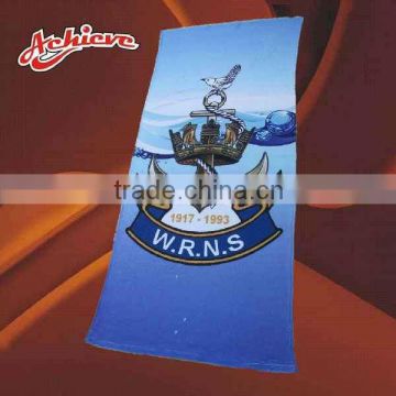 Blue soft beach towel with 100%polyester