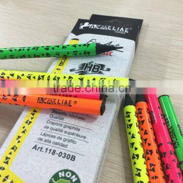7" standard size round shape black wood neon HB pencil with heat rolling logo