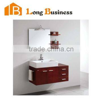 LB-JL2016 Modern Free Standing Solid Wood Bathroom Vanity With Mirrored Cabinet