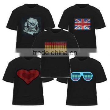 2016 Sound Activated LED T-Shirt EL Light Up Flashing Multi Design Perfect For Parties, Prom, Gifts
