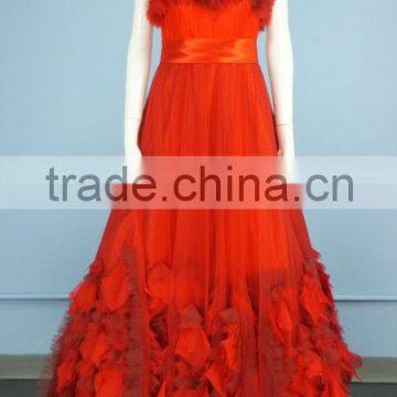 Strapless Long Pleated Tulle Prom Ball Gown with Ruffles EB0001