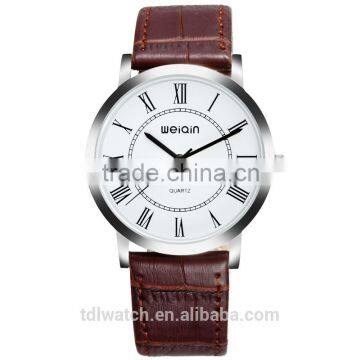 2015 Latest Rose Golden Case Slim Leather Wrist Watch for Men photo-4