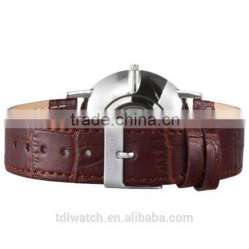 2015 Latest Rose Golden Case Slim Leather Wrist Watch for Men photo-6