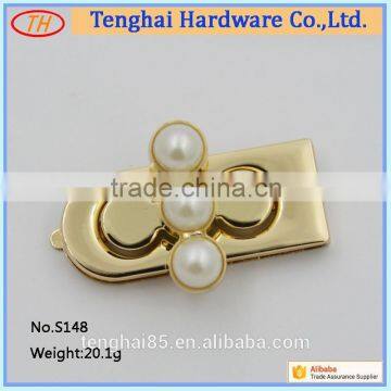 Wholesale fashion bag lock , bag accessories with pearl, twist lock