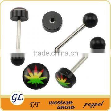 TR01084 acrylic tongue barbell body jewelry marijuana tongue piercing