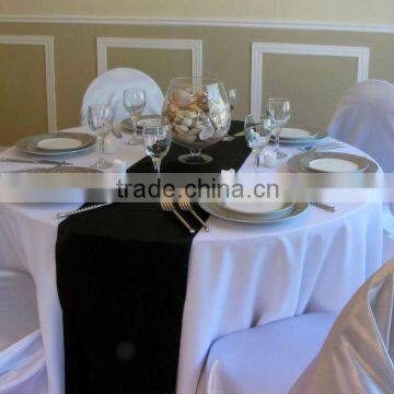 100%polyester black satin table runner for wedding