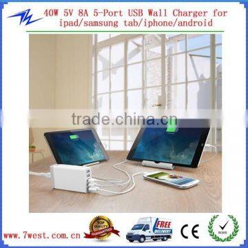 Customized 40W 5V 8A 5 Port Desktop Charger USB Wall Charger for Ipad,iphone,android,samusung Tab photo-5