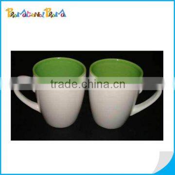 14OZ White Ceramic Coffee Mug with inside customize color