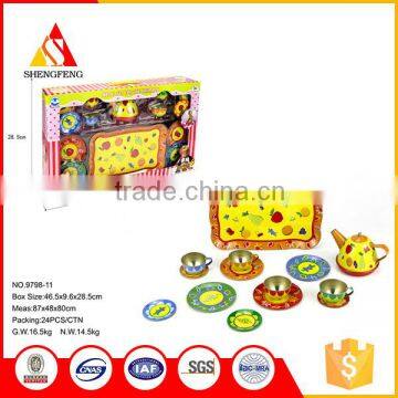 Hot sales fruits images toy kitchen with cup kettle and dishes