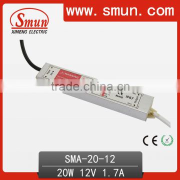 Waterproof IP67 20W 6-12V Constant Current LED Driver SMA-20-12