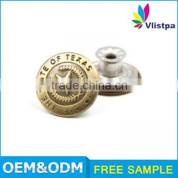 Fancy Moving Denim Custom Engraving Logo Button Screw Metal Button for Women's Jeans photo-6