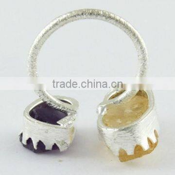 Rough Stone !! Ctrine & Amethyst !! Silver Gold Plated Ring, Handmade Silver Jewelry, Silver Jewelry photo-4