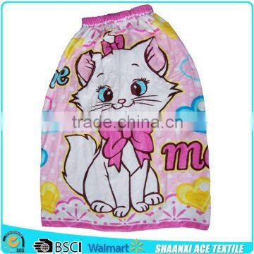 Fashion design cartoon kitty velour printing cartoon children bath skirt