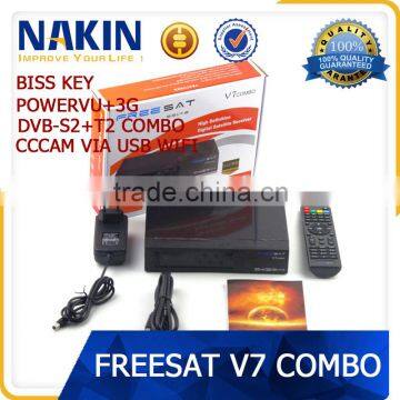Freesat V7 Combo DVB-S2+T2 hd satellite receiver support PowerVu Biss key usb wifi