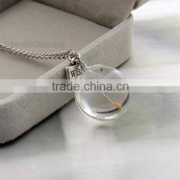 Love Glass Bottle Real Flower Jewelry Wish Charm Dandelion Seeds Necklace photo-2