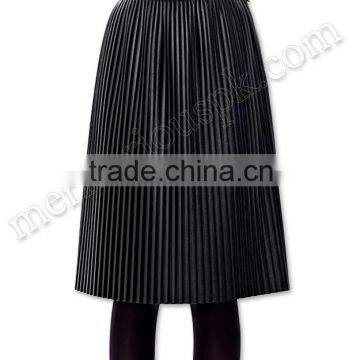 Women Fashion Leather Pleated Pencil Skirts