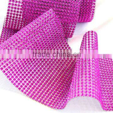 rose Diamond Mesh Wrap Roll Rhinestone Crystal Ribbon 4.5" x 10 yards