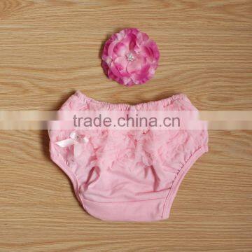 pink baby bloomers with cute rufflers