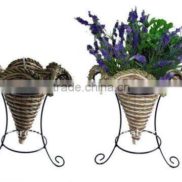 Banana leaf and Corn rope Star Cone planter stand -Cone flower pot stand